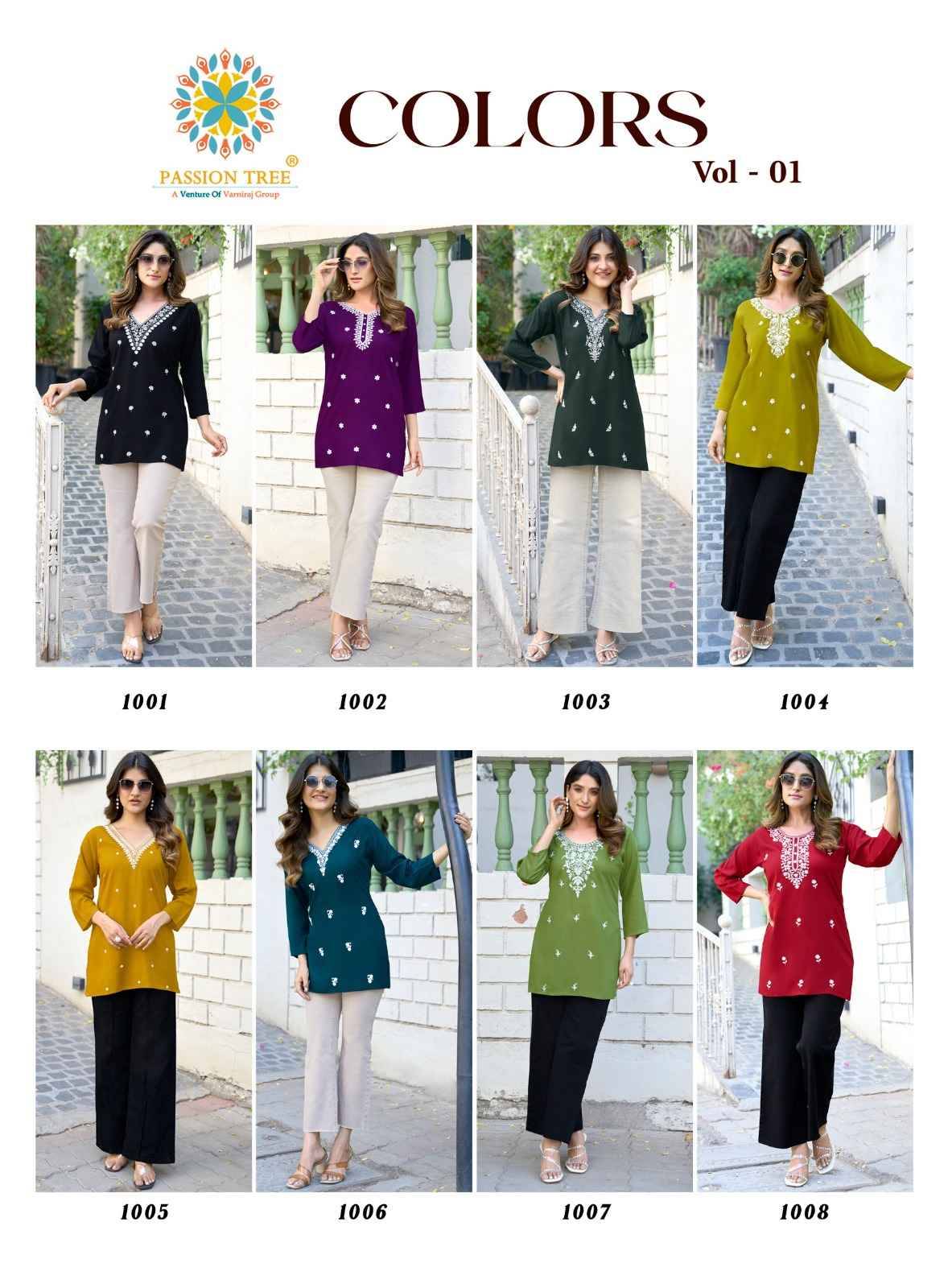 COLORS VOL-1 By PASSION TREE 1001 To 1008 Series  Designer Ethnic Wear Collection Rayon Tops At Wholesale Price